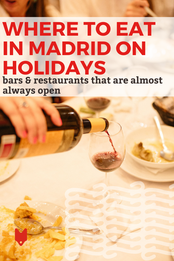 Guía de restaurantes abiertos en la mayoría de los días festivos en Madrid.